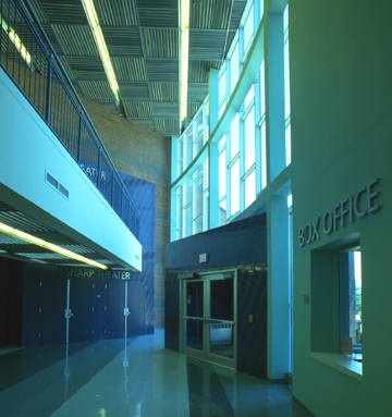 Photo of lobby and entrances to the Sharp Theater